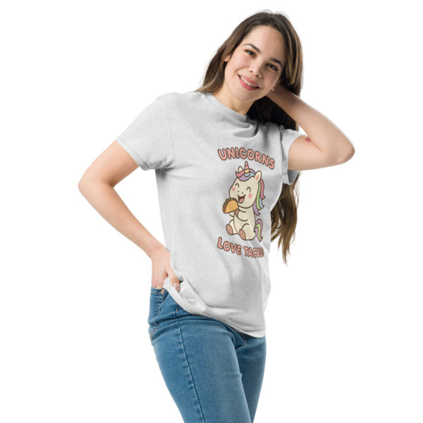 Taco Unicorn ash Shirt – Fun kawaii food unicorn T-shirt Lifestyle shot
