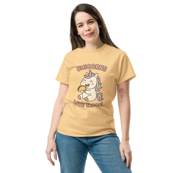 Taco Unicorn yellow Shirt – Fun kawaii food unicorn T-shirt Lifestyle shot