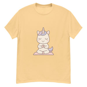 Meditation Unicorn T-shirt – Relaxed fit kawaii Yellow T-shirt