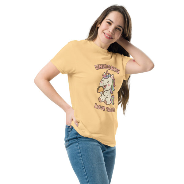 Taco Unicorn yellow Shirt – Fun kawaii food unicorn T-shirt Lifestyle shot