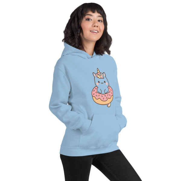 Unicorn & Donut light blue Hoodie – Playful kawaii food and unicorn print