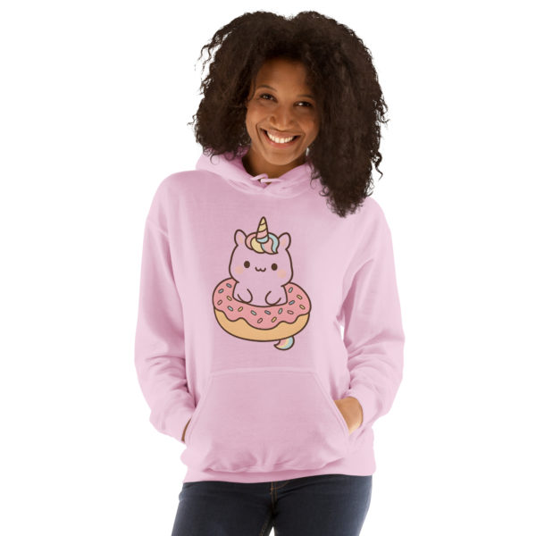Unicorn & Donut light pink Hoodie – Playful kawaii food and unicorn print